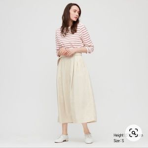 Uniqlo Skirts | Uniqlo Linen Rayon Belt Long Skirt